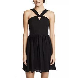 L'AGENCE Valleta Silk Fit Flare Dress Women’s Sz 4 Halter Keyhole LBD Black NWT‎